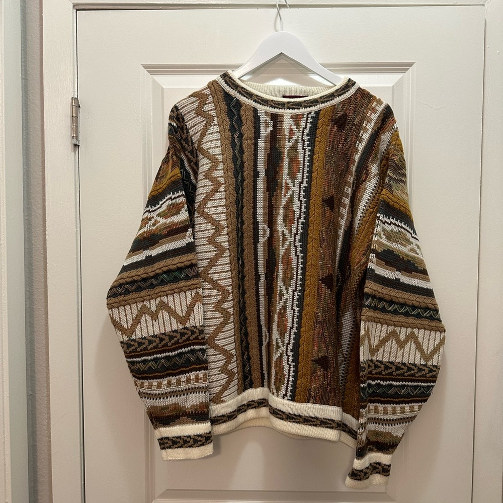 Vintage Veneto Collection Sweater Men L Coogi Style Knit Sweater 90s